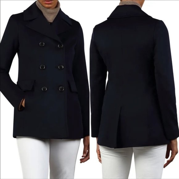NWT FLEURETTE LORO PIANA Eden navy wool double breasted peacoat - Picture 10 of 13